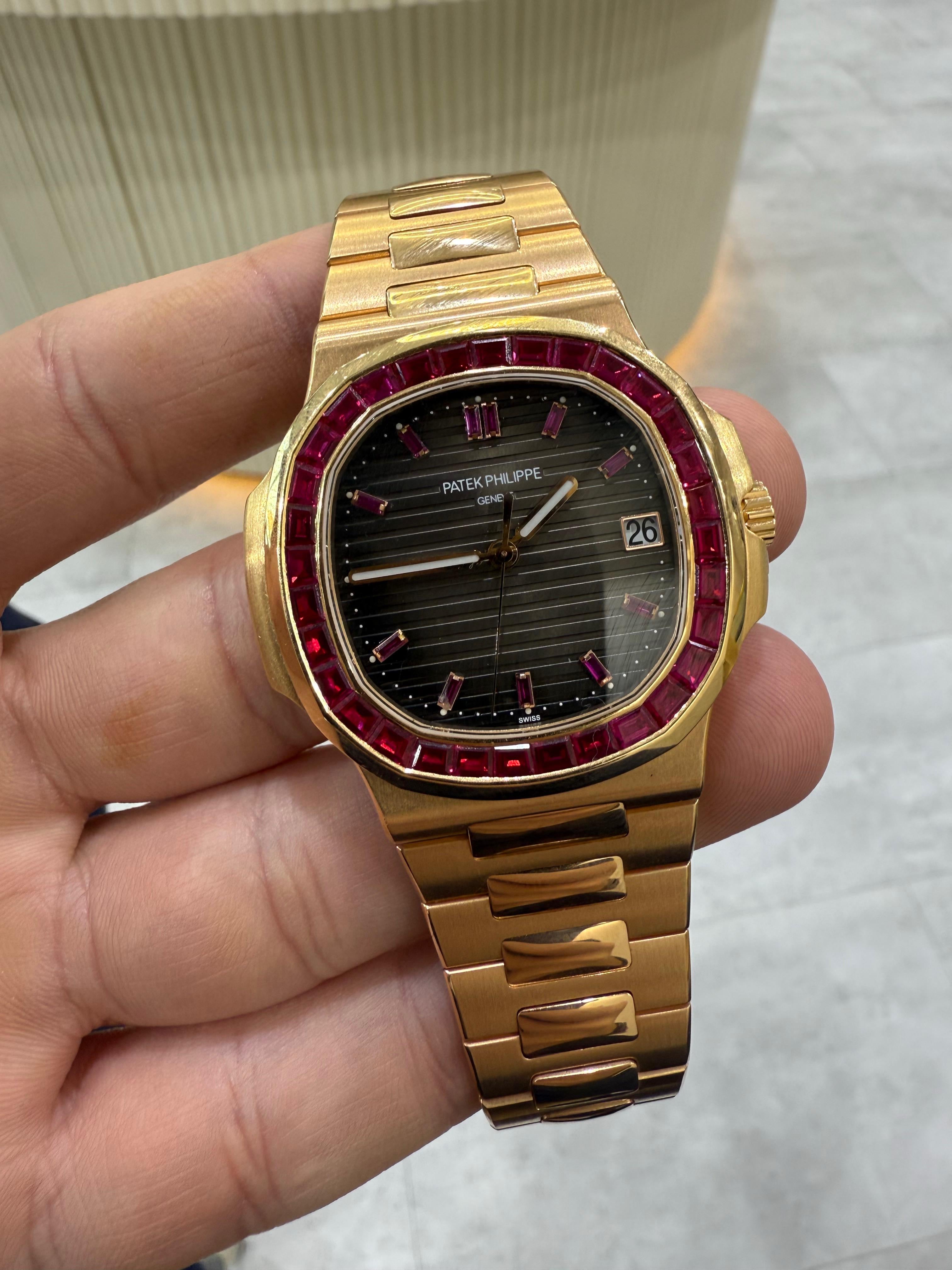 Patek Philippe - Nautilus Rose Gold Ruby Bazel Brown Dial 5723/11R