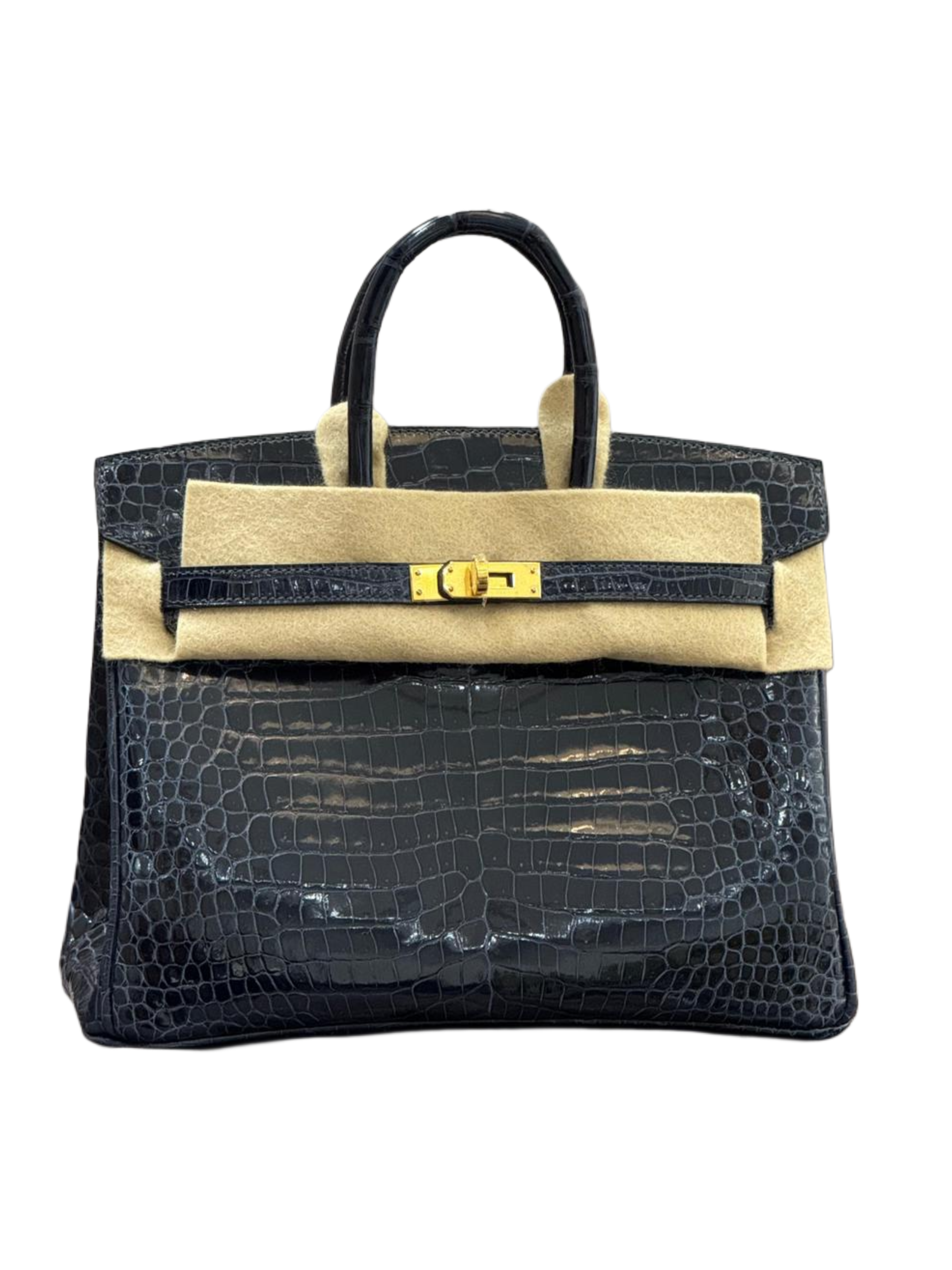 Hermès - Birkin 25 Blue Baltic Shiny Porosus