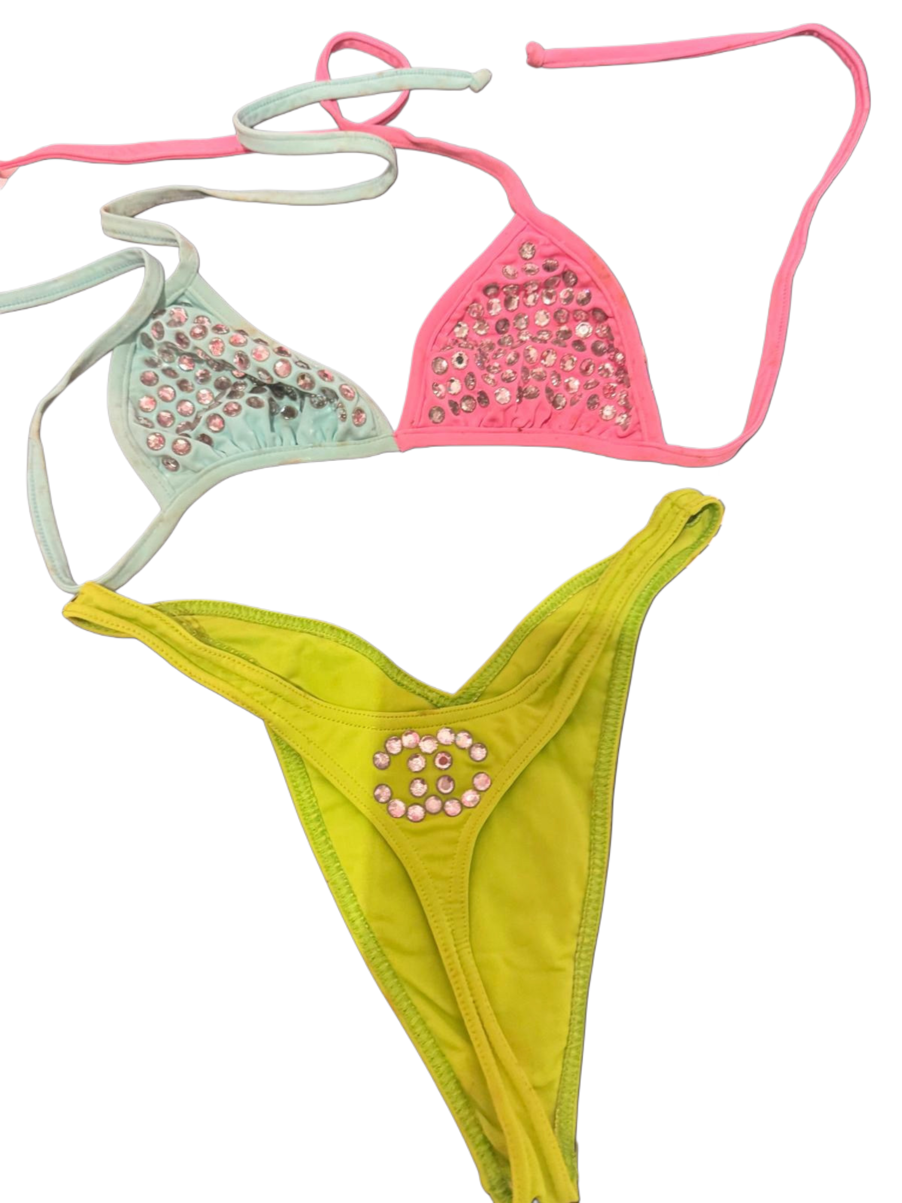 Chanel - Vintage Swarovski Bikini Light Blue/Pink/Green