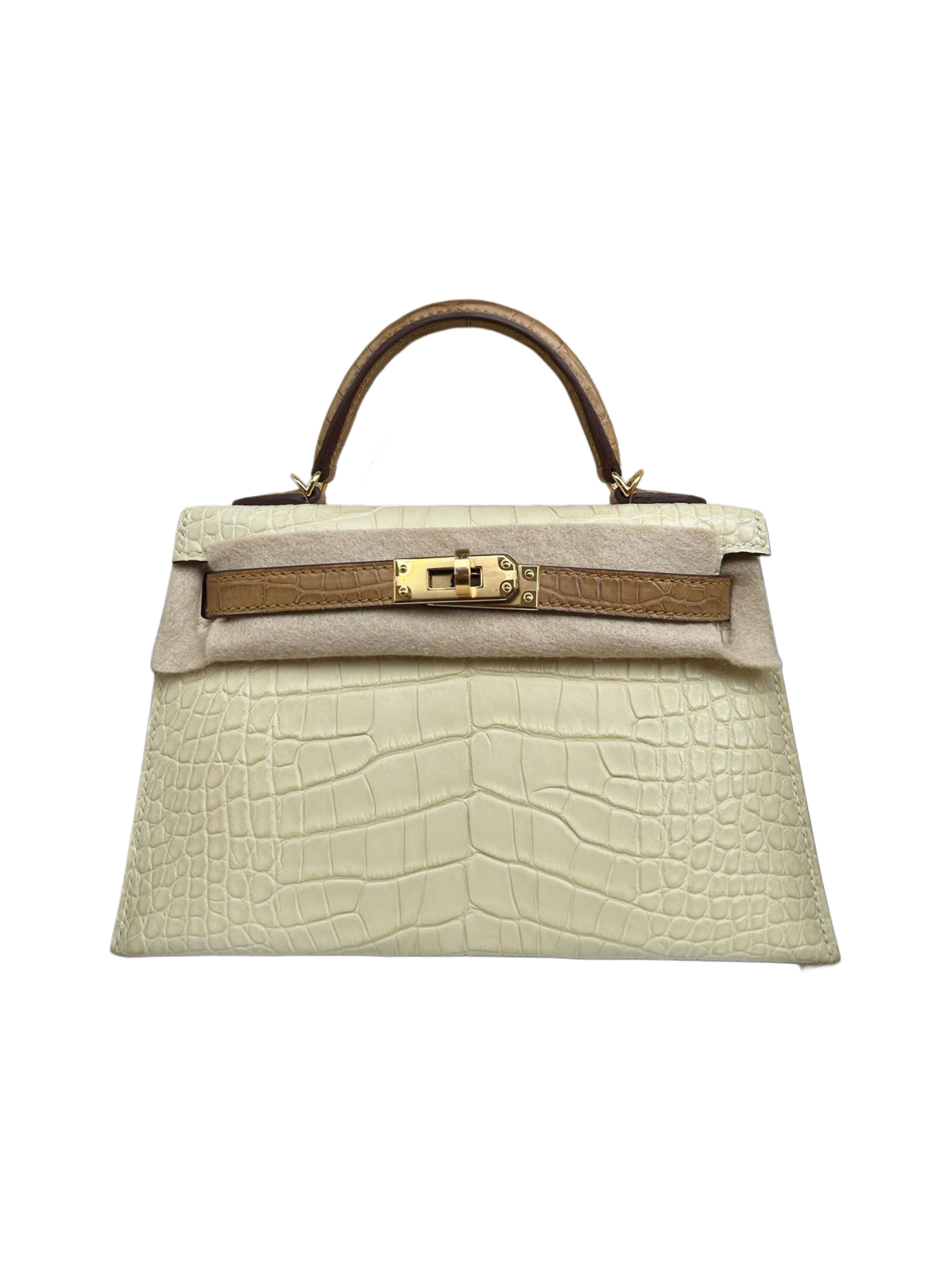 Hermès - Mini Kelly Vanille & Kraft Matt Alligator