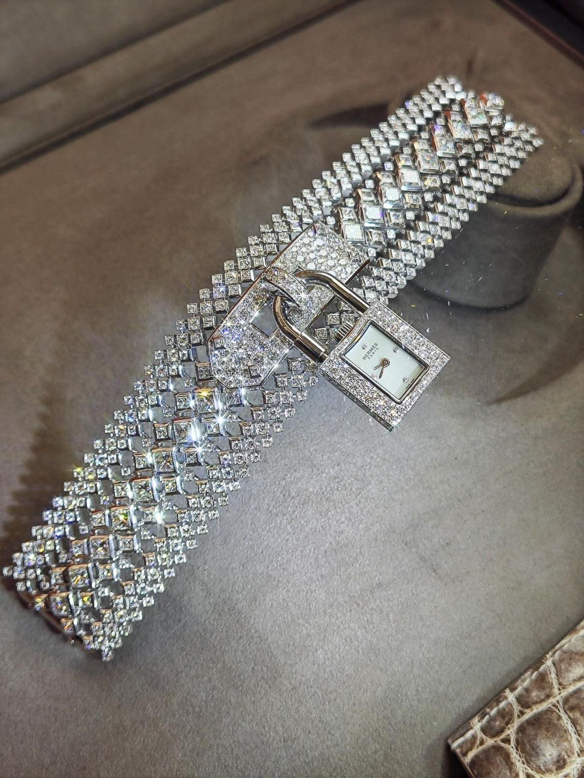 Hermès - High Jewellery Kelly Joaillerie Bracelet/Watch/Necklace Full Diamonds