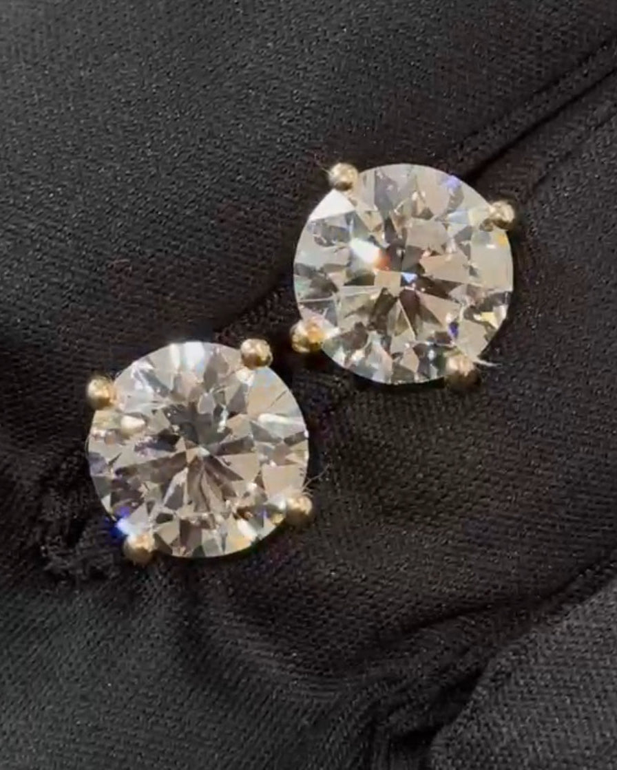 3 Carat Round Diamond Stud Earrings