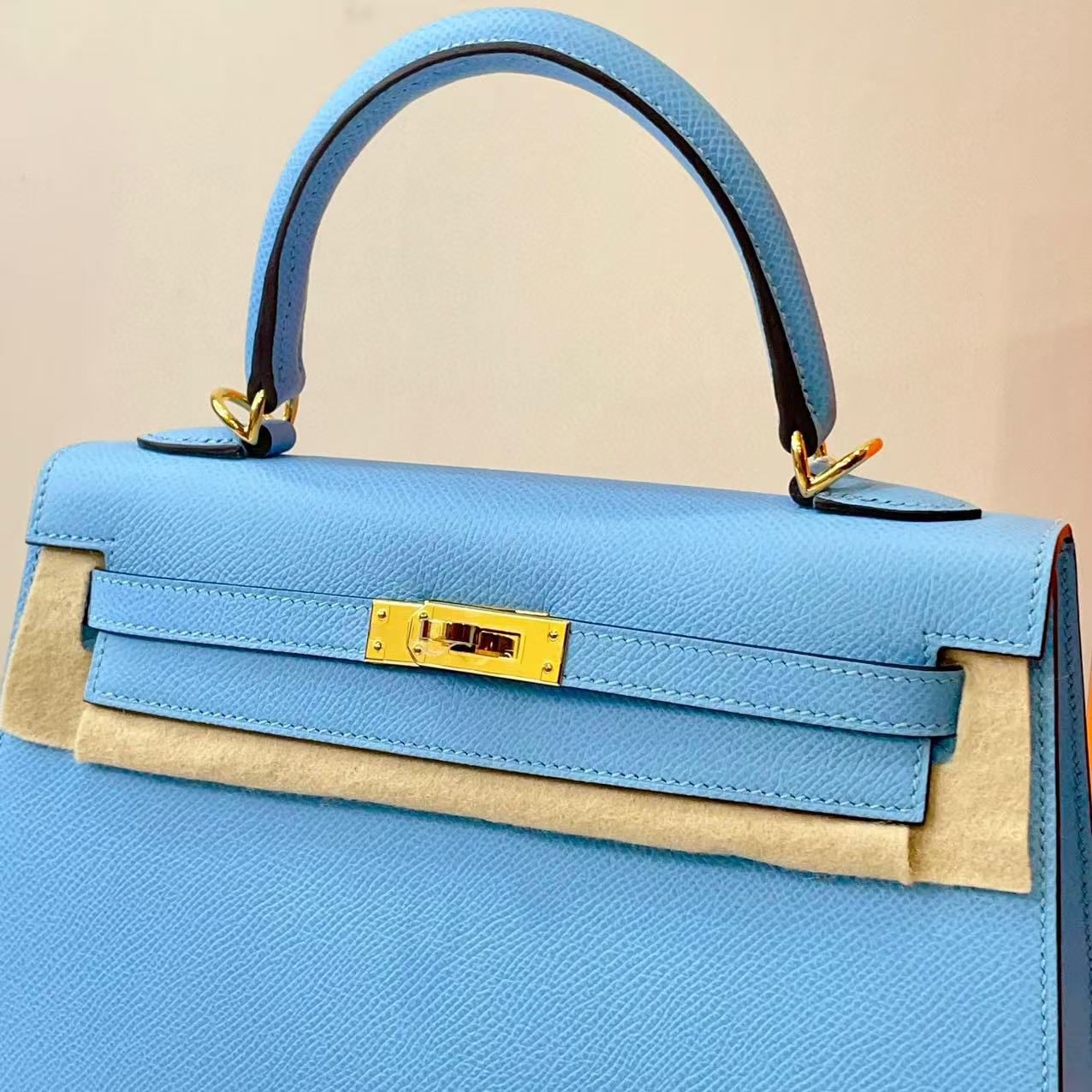 Hermès - Kelly 25 Celeste Epsom