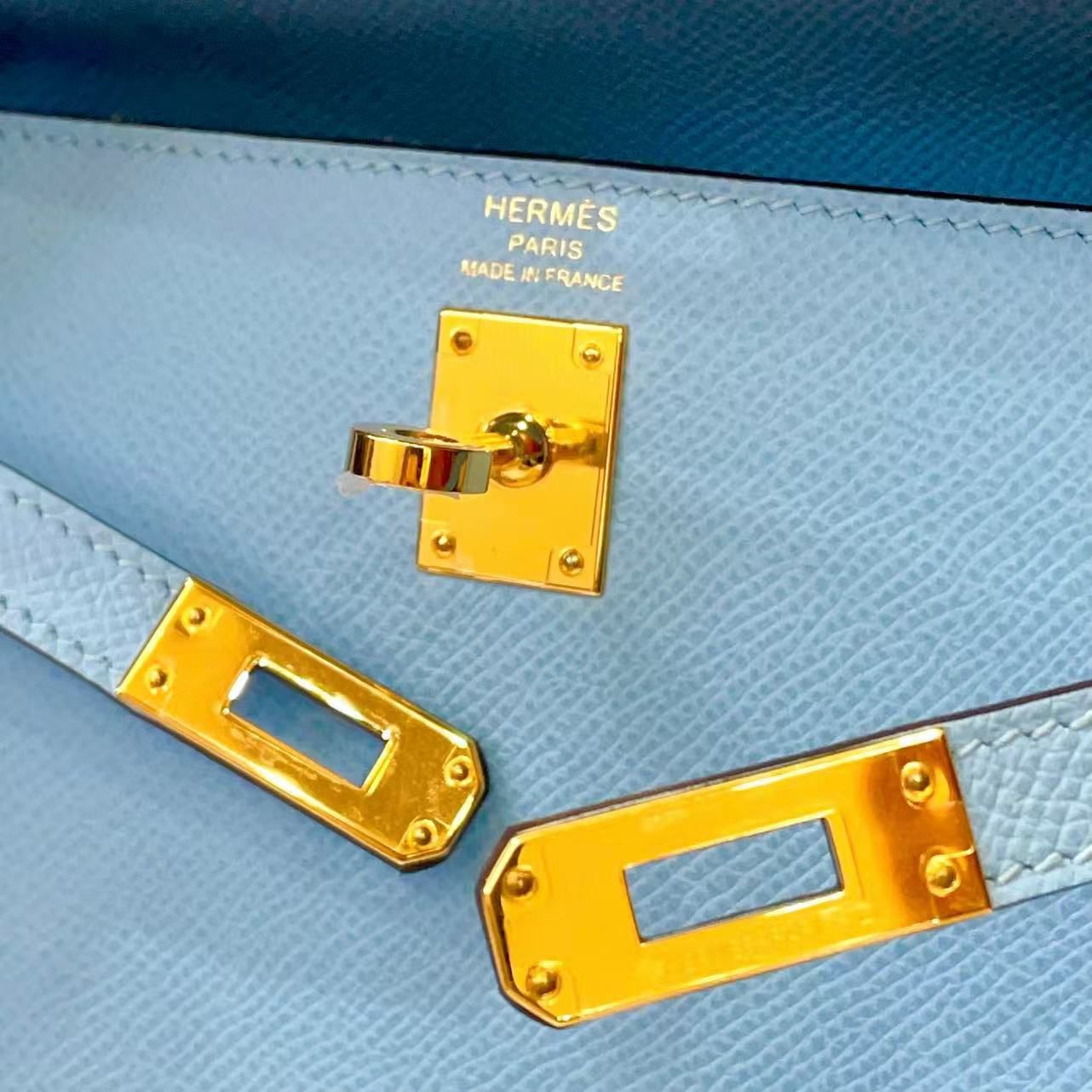 Hermès - Kelly 25 Celeste Epsom