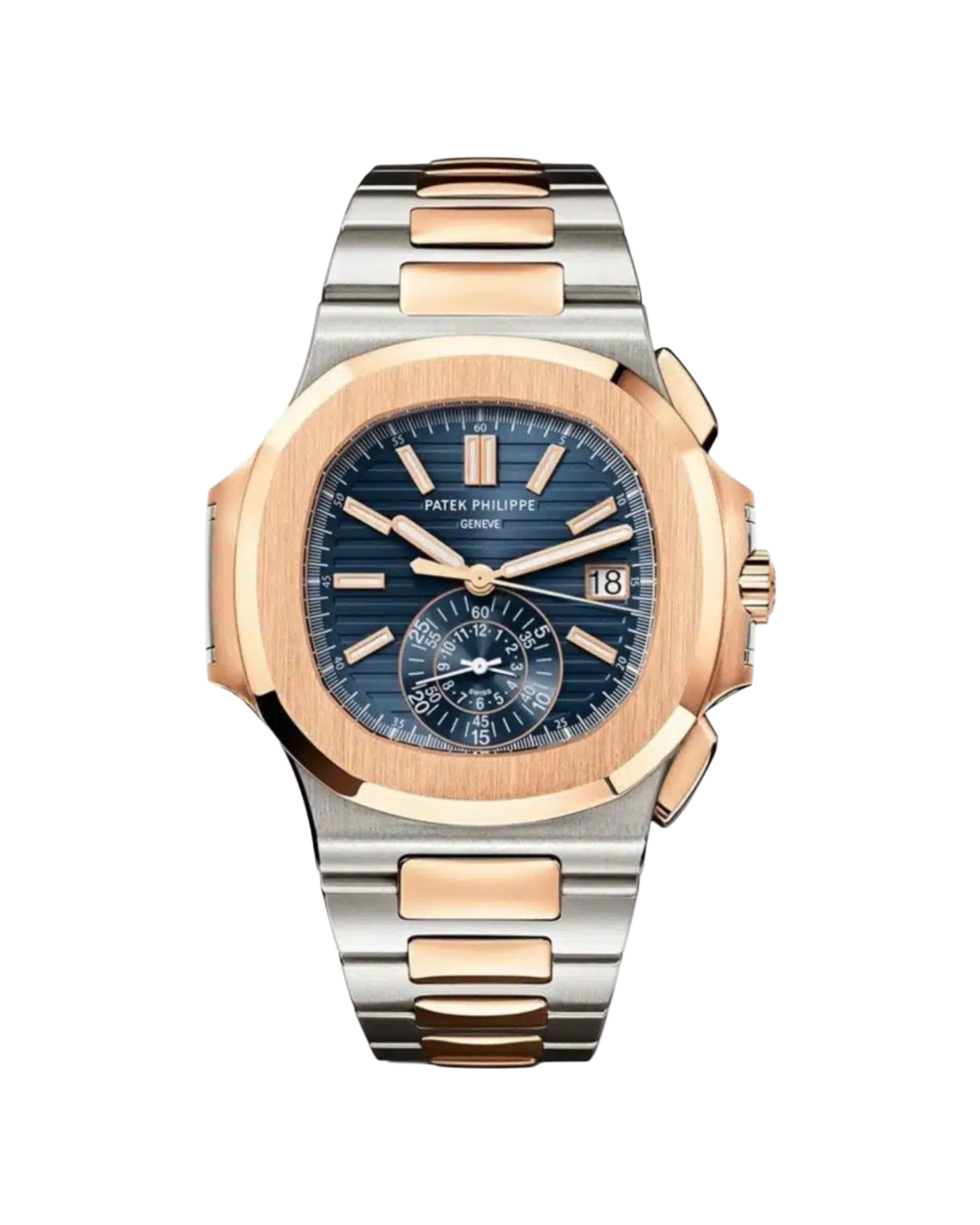Patek Philippe Nautilus Stainless Steel Rose Gold Blue Dial 5980/1AR