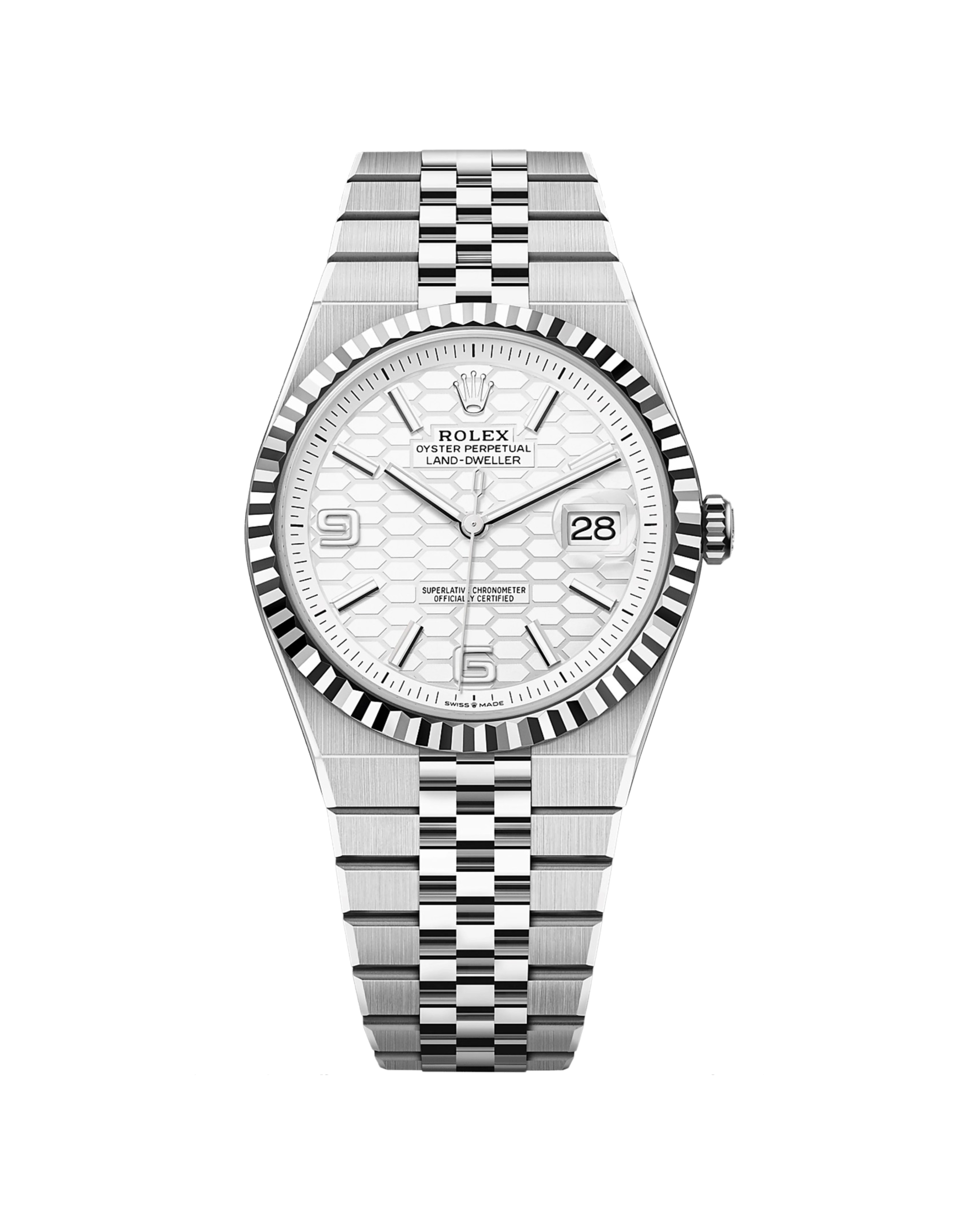 Rolex Land-Dweller White Honey Comb Dial 40mm 127334
