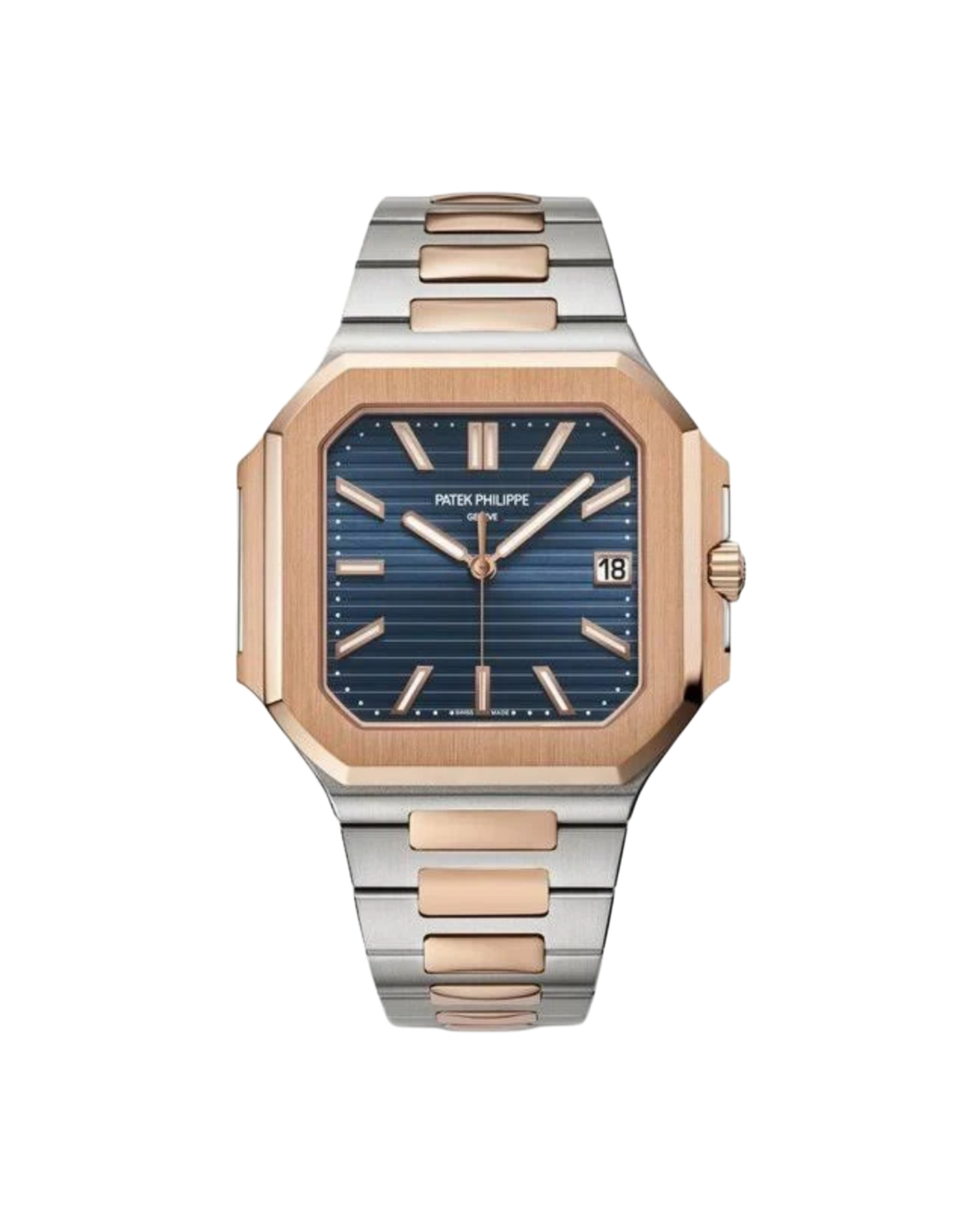 Patek Philippe Cubitus Rose Gold and Steel Sunburst Blue Dial 5821/1AR
