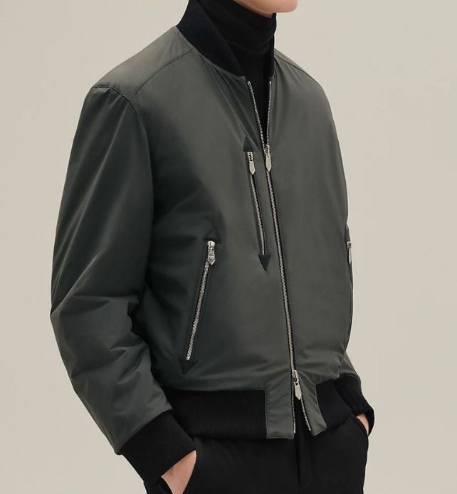 Hermès - Reversible Rib-Trim Black Jacket  size 50 brand new