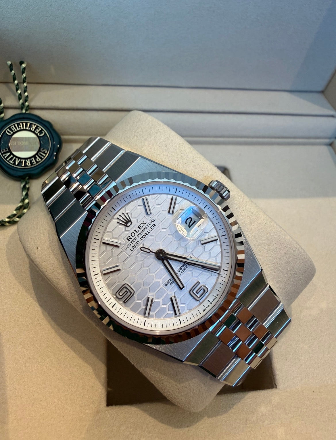 Rolex Land-Dweller White Honey Comb Dial 40mm 127334