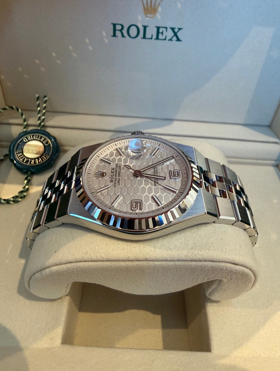 Rolex Land-Dweller White Honey Comb Dial 40mm 127334