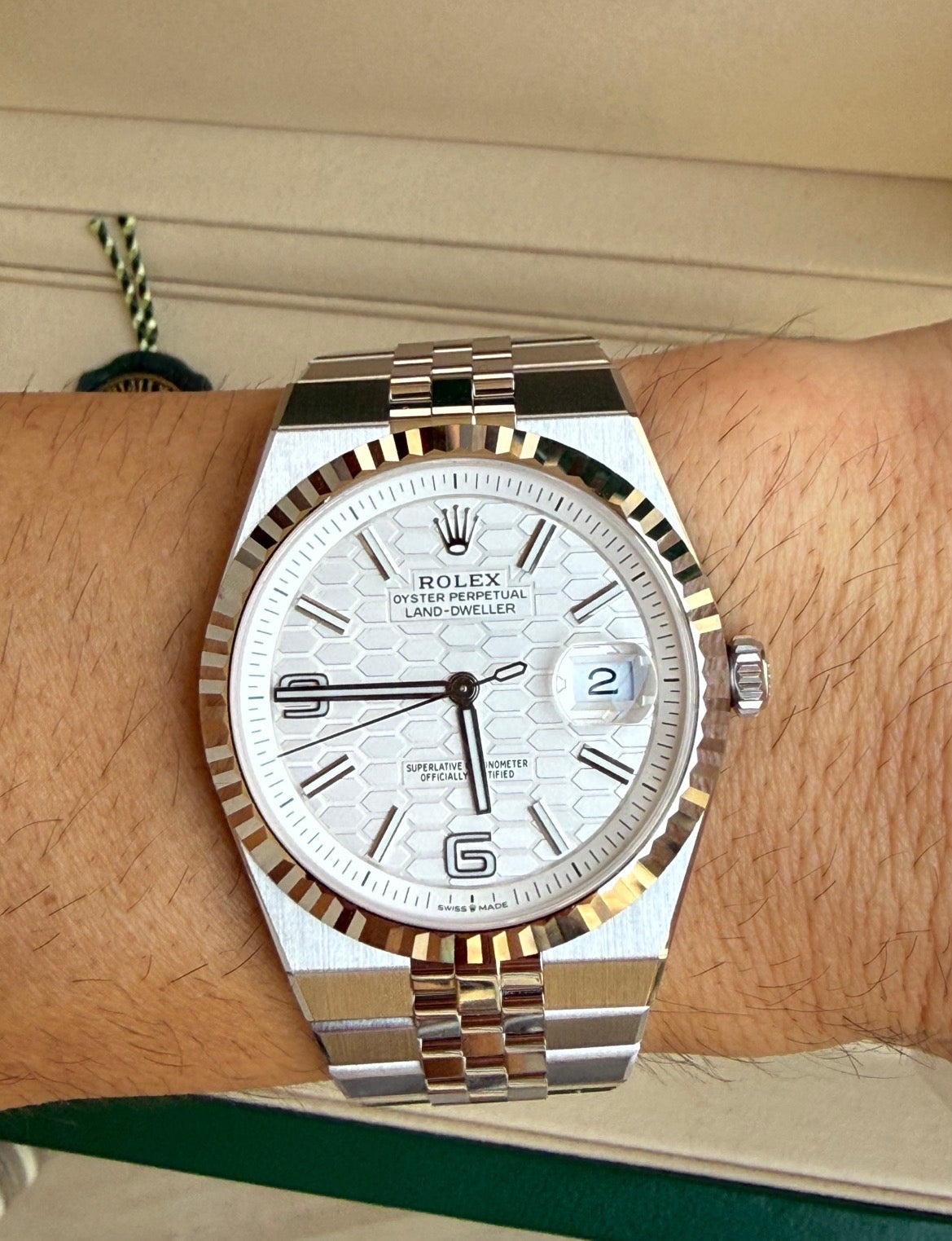 Rolex Land-Dweller White Honey Comb Dial 40mm 127334