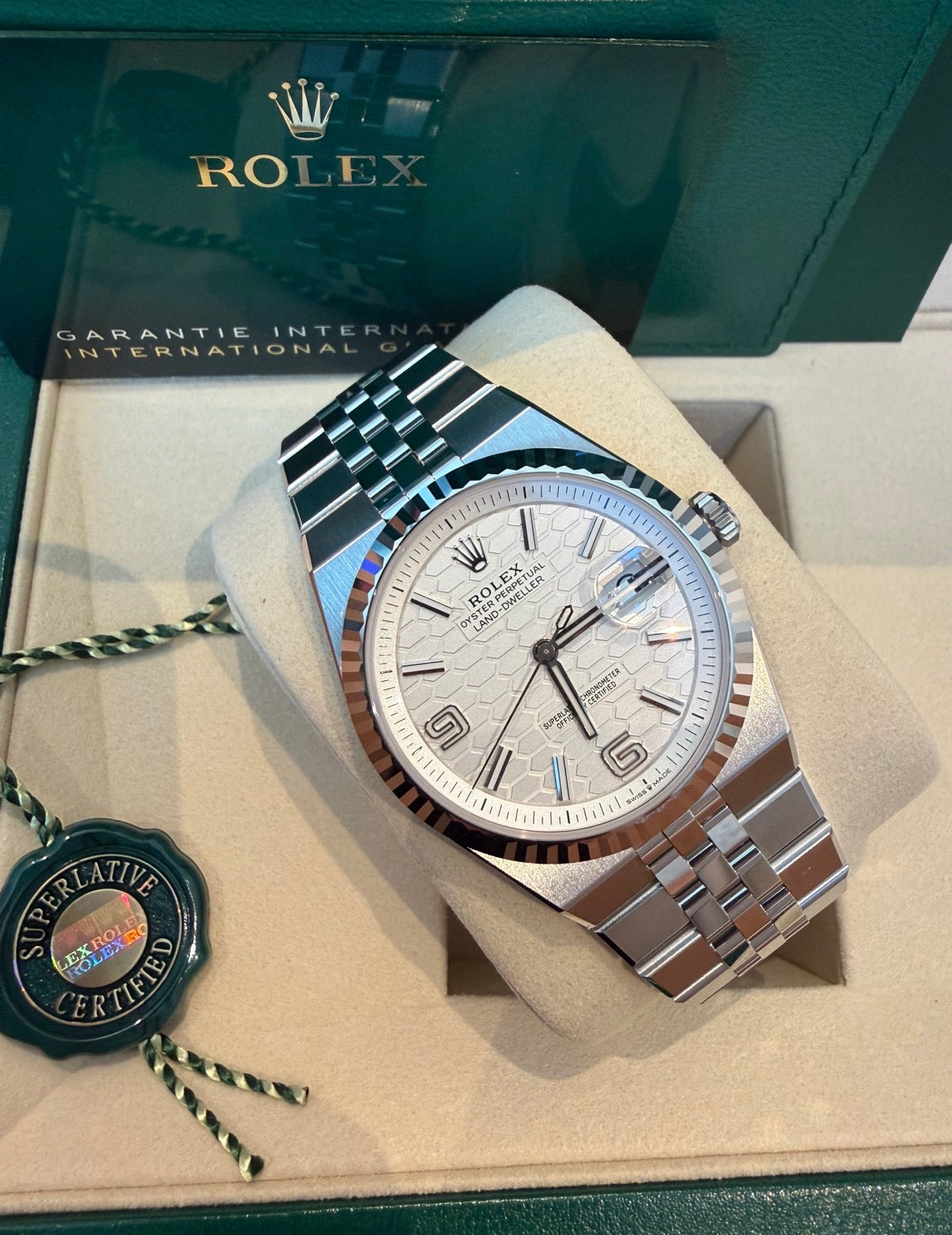 Rolex Land-Dweller White Honey Comb Dial 40mm 127334