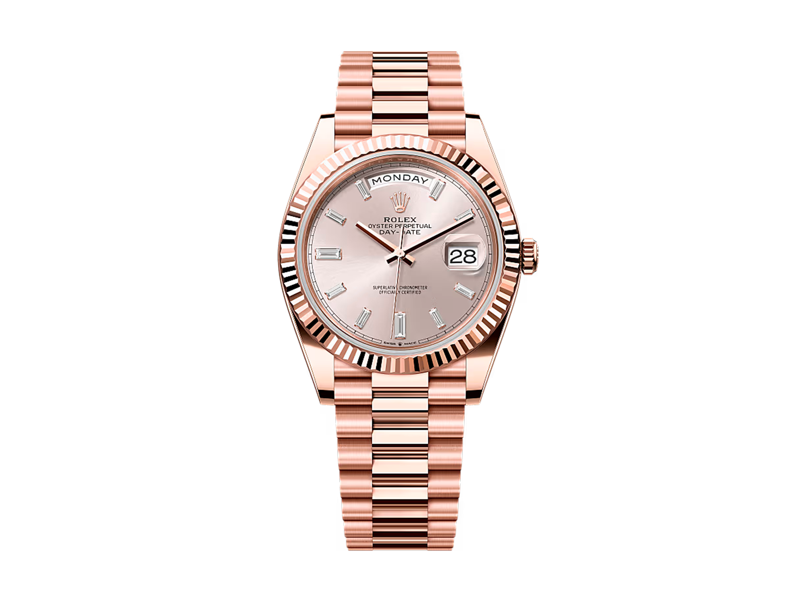 Rolex Day-Date 40 Everose Gold – Sundust Baguette Diamond Dial – Ref. 228235